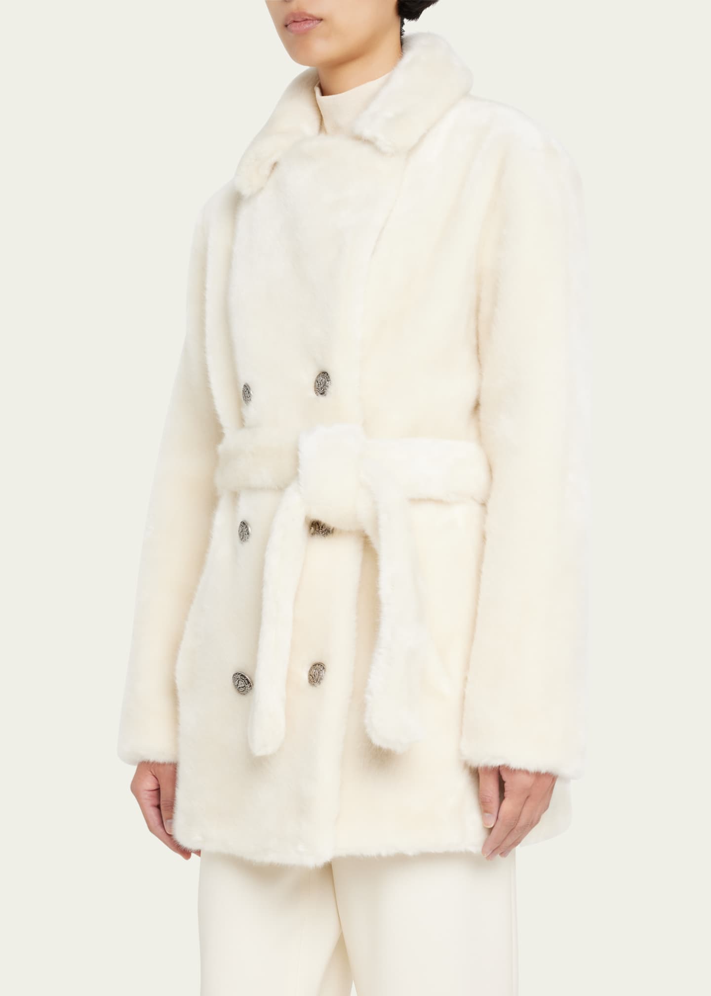 FAZ Belted Regine Faux Fur Wrap Coat Bergdorf Goodman