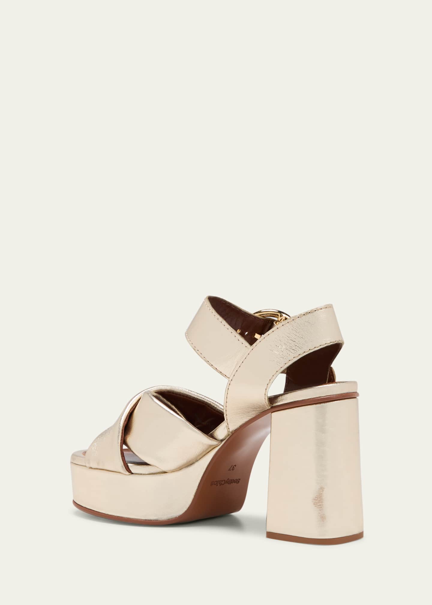 See by Chloe Lyna Metallic Crisscross Platform Sandals - Bergdorf Goodman