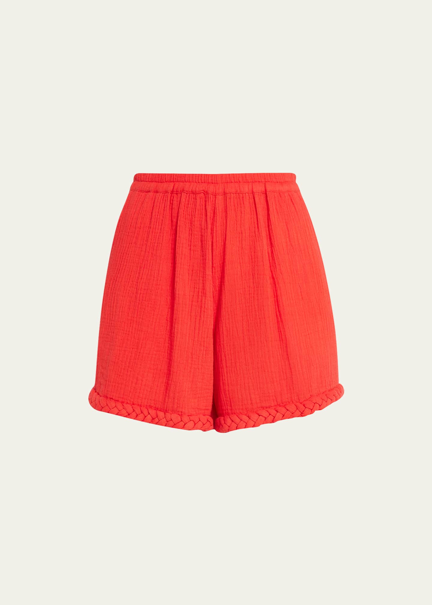 Rhode Bonnie HighWaist Braided Cotton Gauze Shorts Bergdorf Goodman