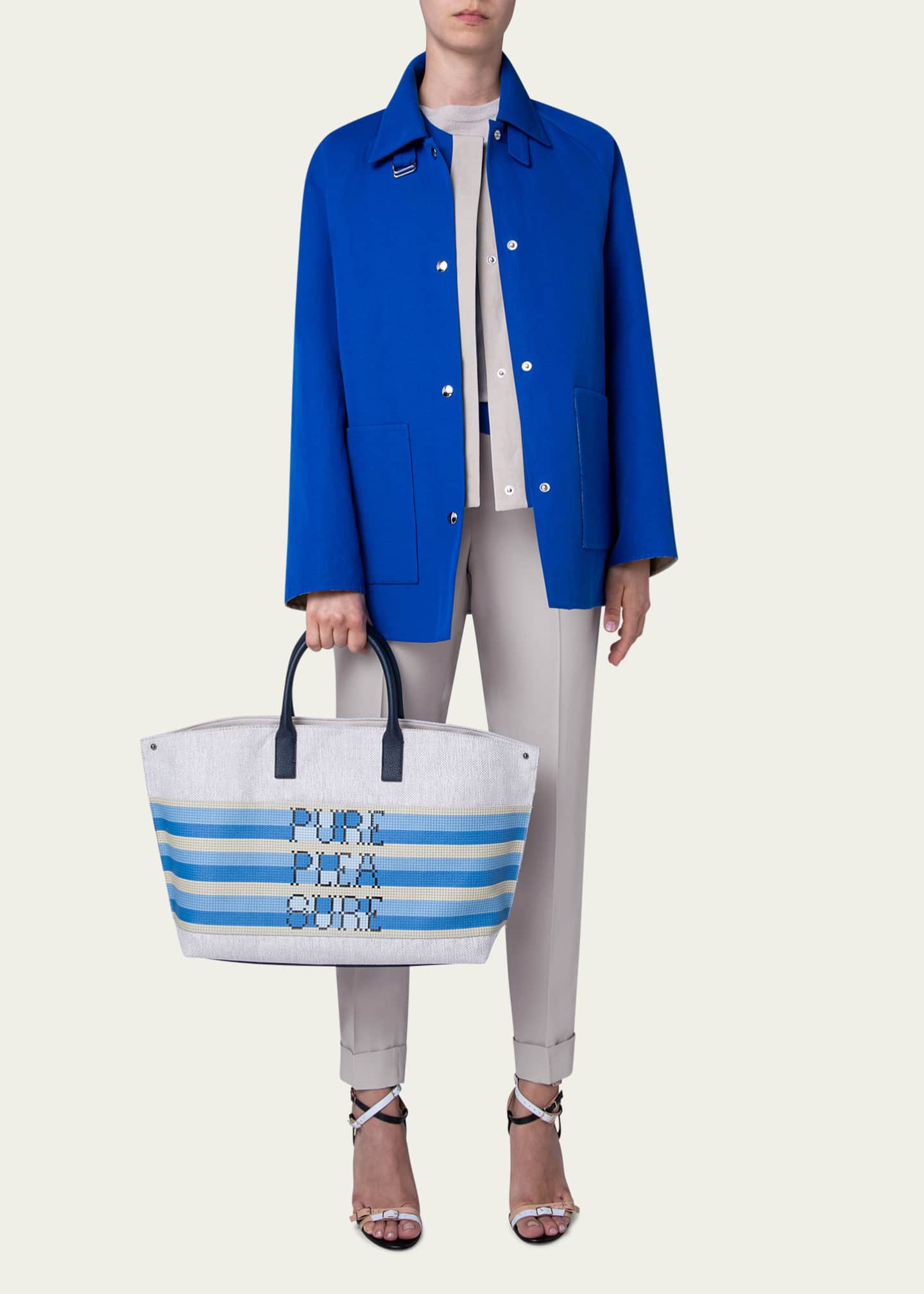 Akris Ai Medium Canvas TopHandle Bag Bergdorf Goodman