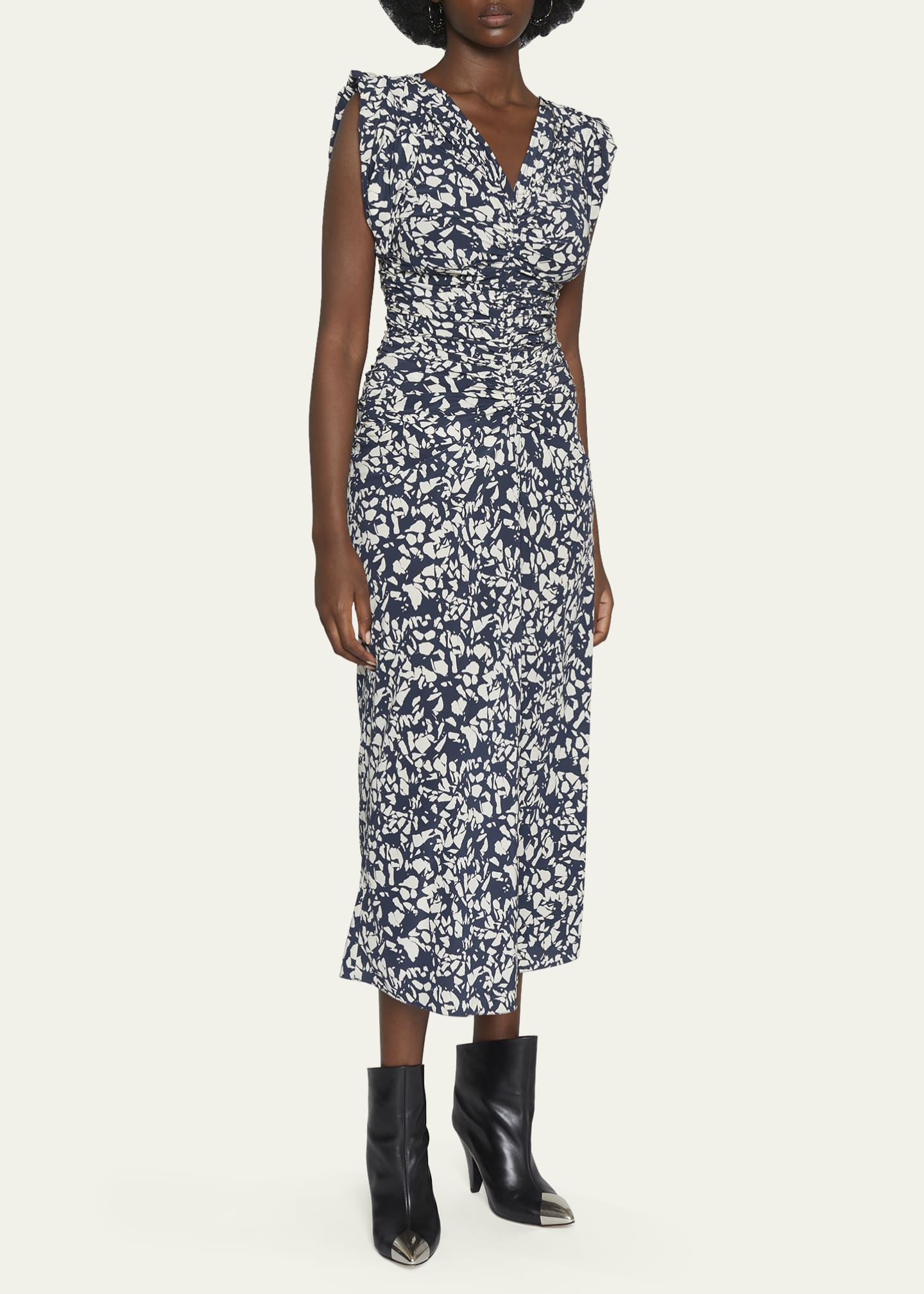 Isabel Marant Lilia AbstractPrint Ruched Midi Dress Bergdorf Goodman