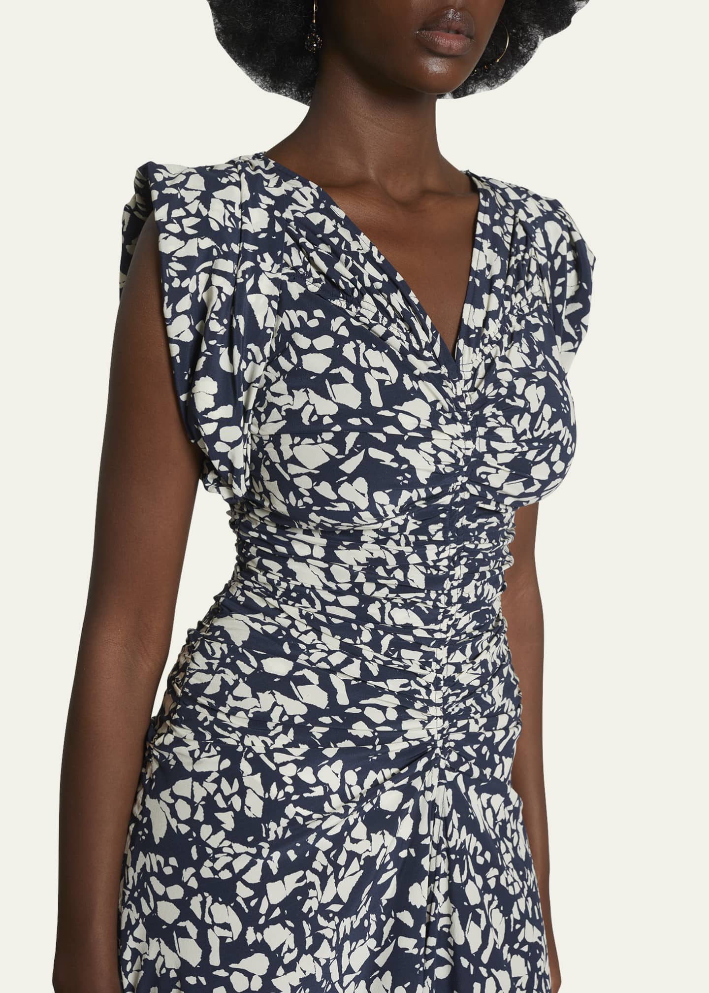 Isabel Marant Lilia AbstractPrint Ruched Midi Dress Bergdorf Goodman