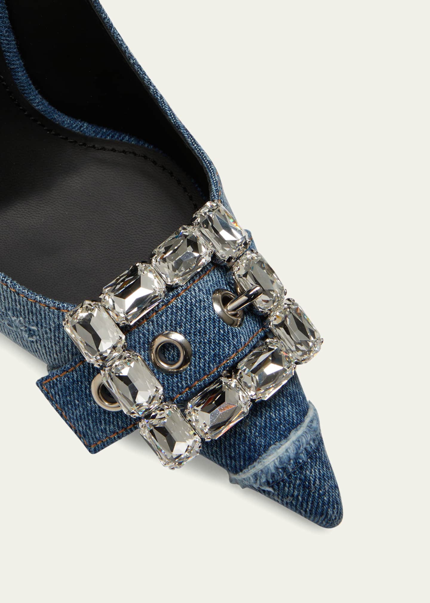 Dolce&Gabbana Patchwork Denim Crystal-Buckle Pumps Image 5 of 5