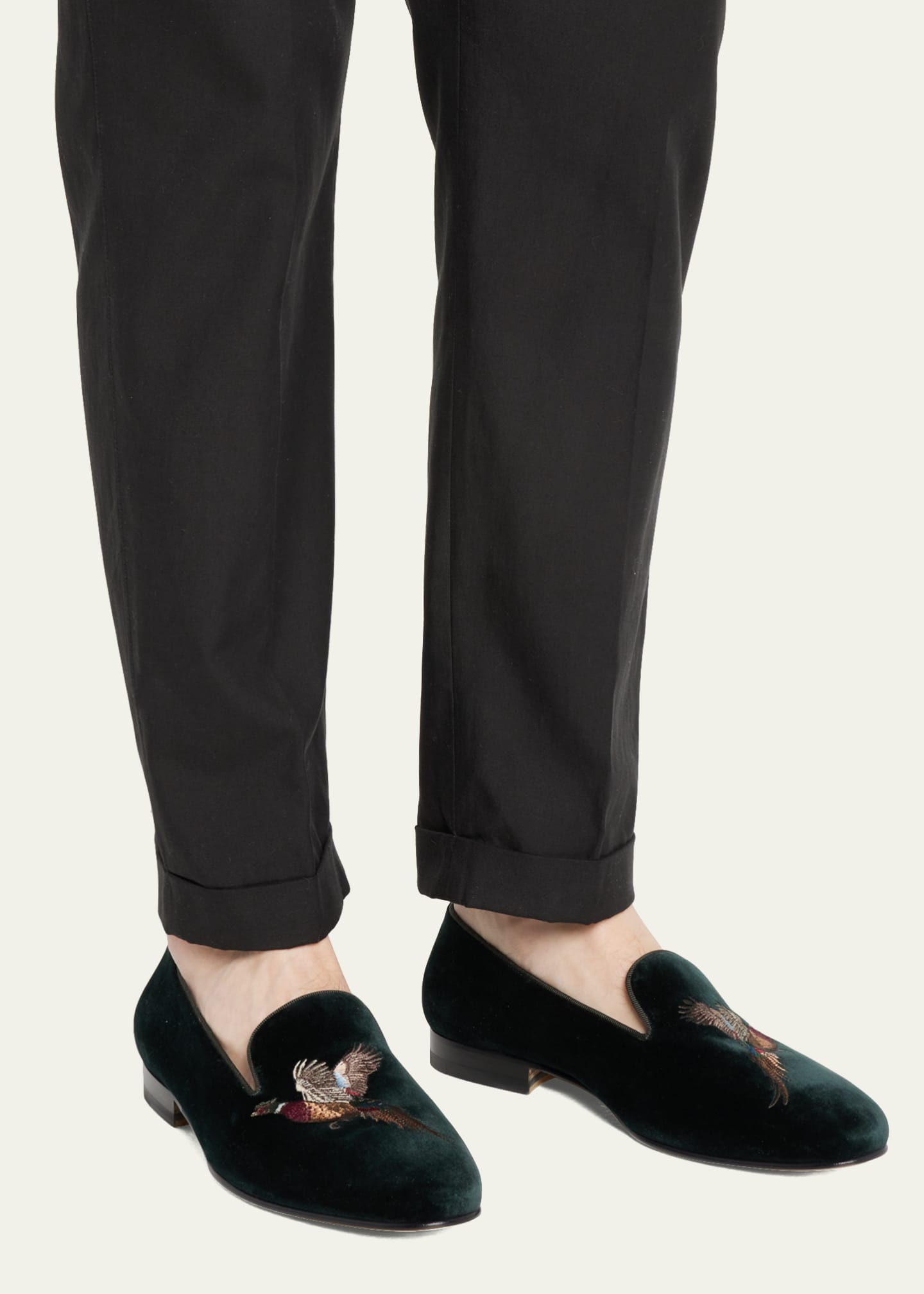 Ralph Lauren Alonzo Embroidered Velvet Smoking Loafers