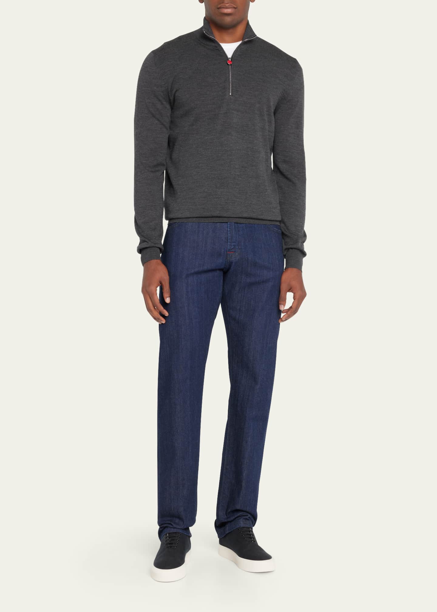 Kiton Men's Wool Half-Zip Sweater - Bergdorf Goodman