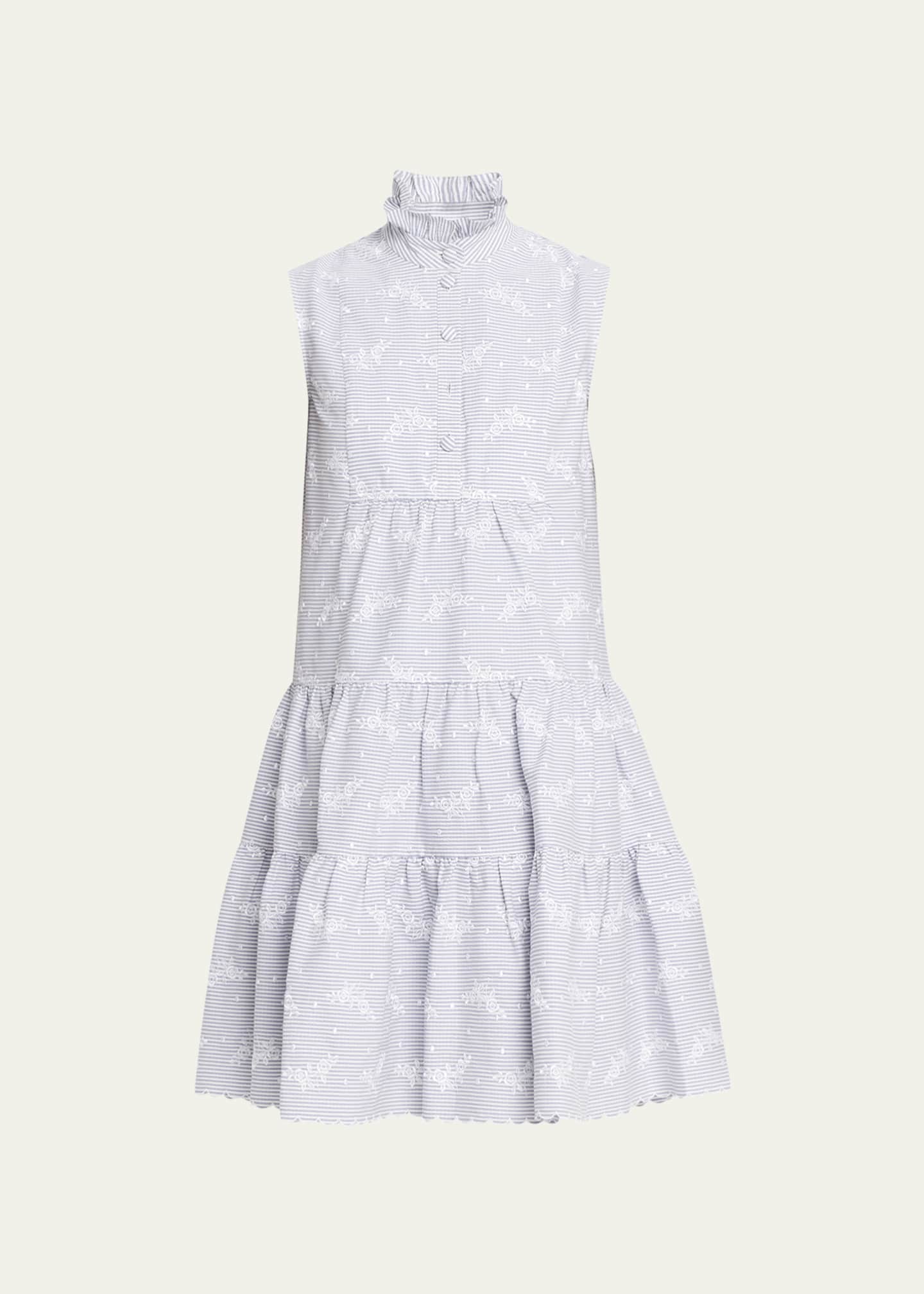 Erdem Bib-Front Tiered Seersucker Shirtdress Image 1 of 5