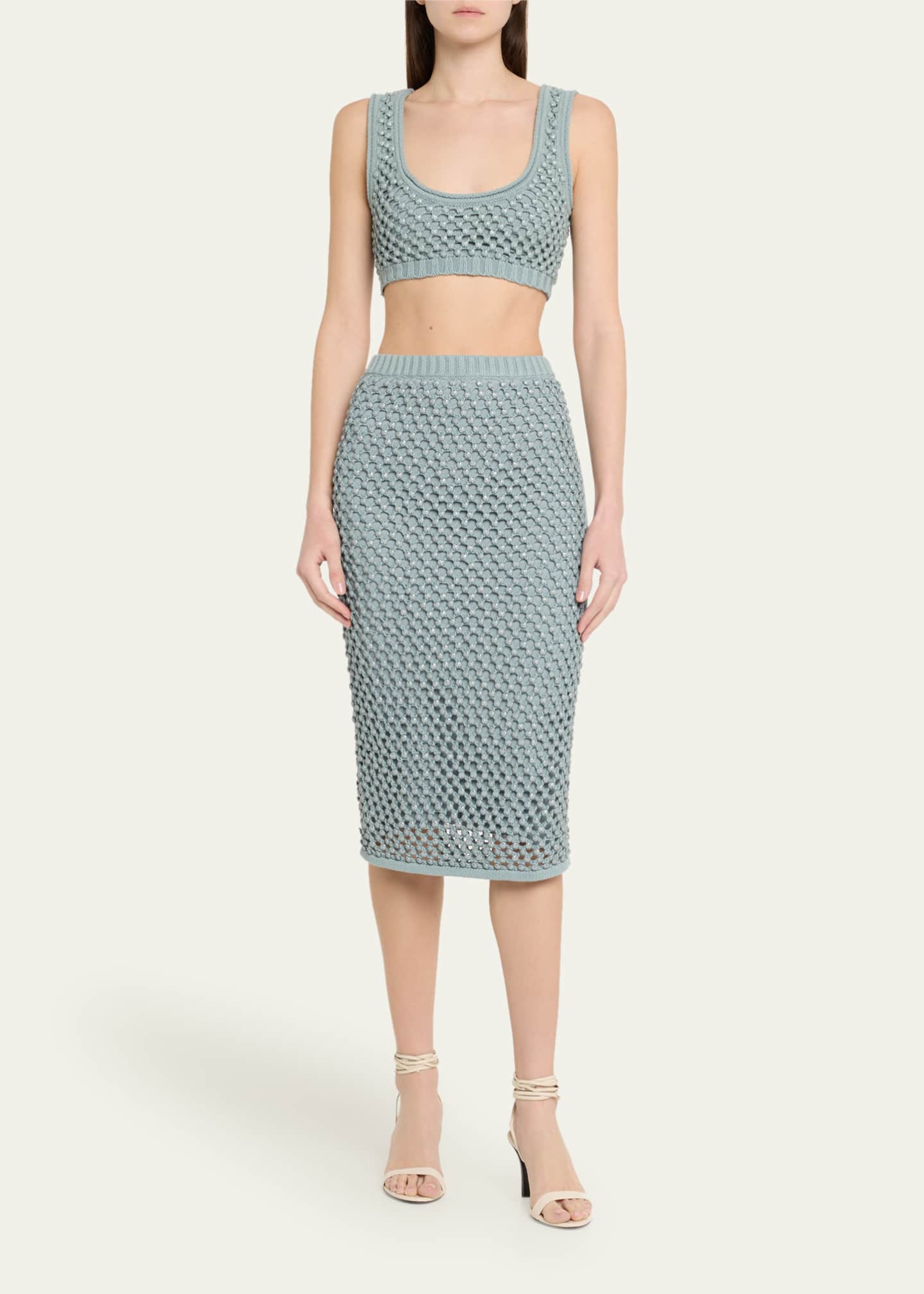 Diotima Crystal Open-Knit Midi Skirt Image 2 of 5