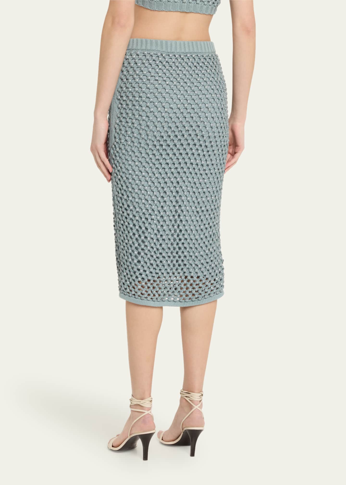 Diotima Crystal Open-Knit Midi Skirt Image 3 of 5