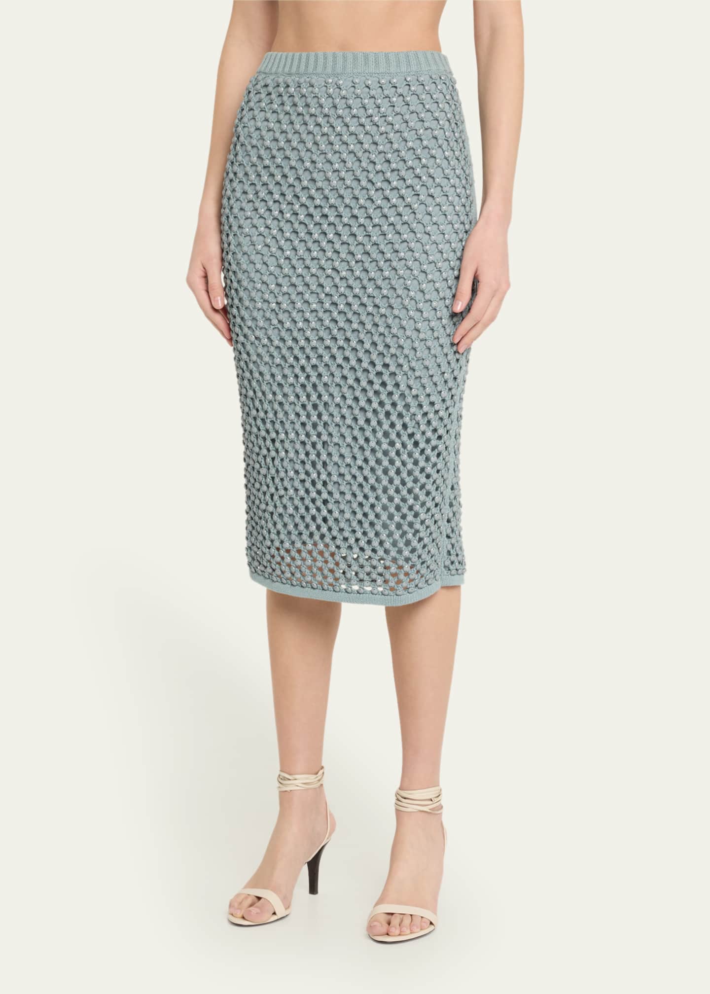 Diotima Crystal Open-Knit Midi Skirt Image 4 of 5