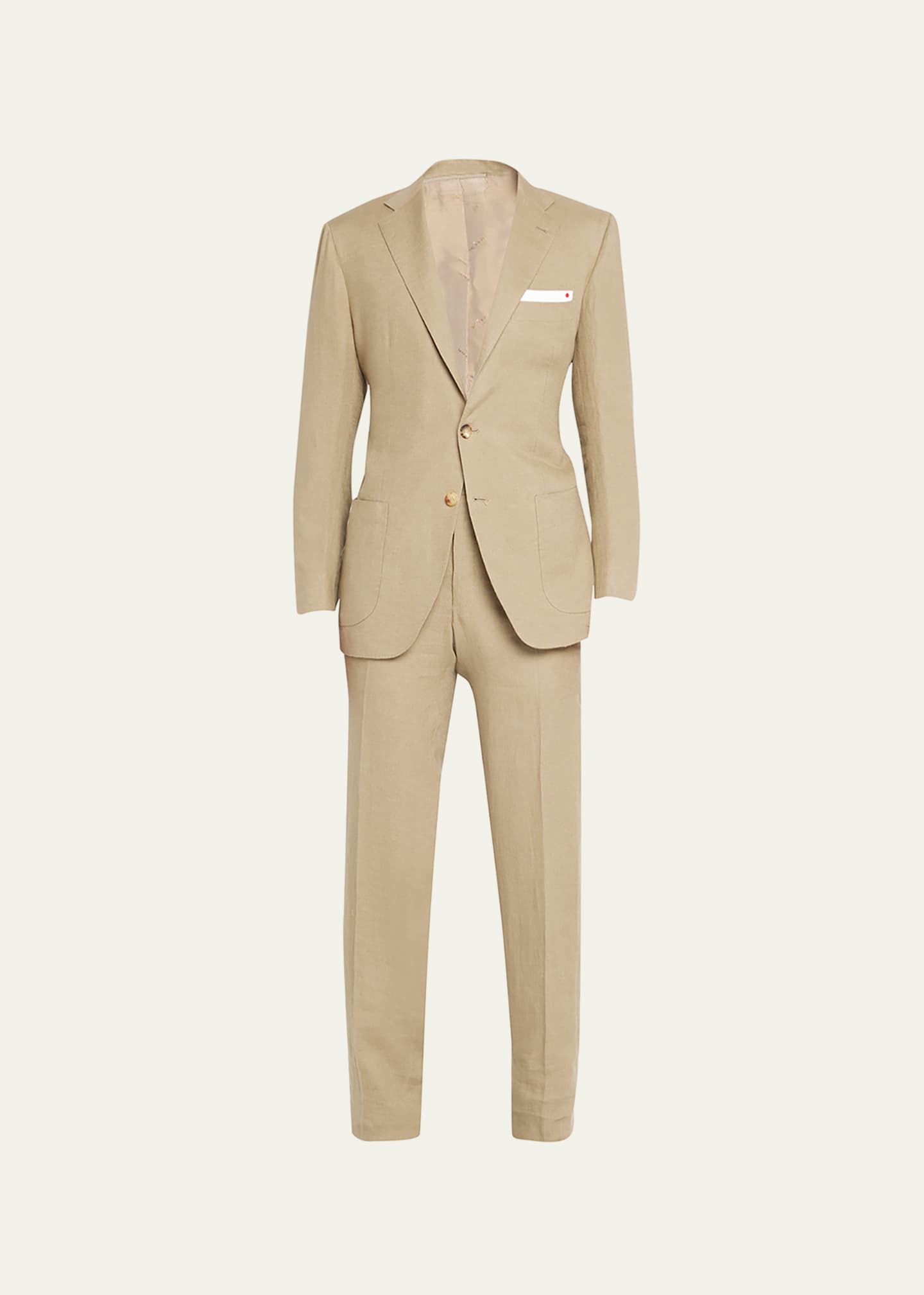 Kiton Men's Solid Linen Suit Bergdorf Goodman