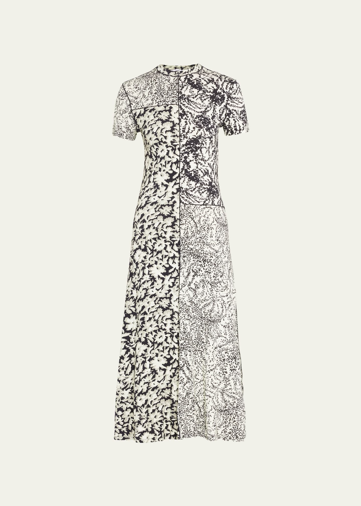 Proenza Schouler White Label Mixed Floral Crewneck Midi Dress ...
