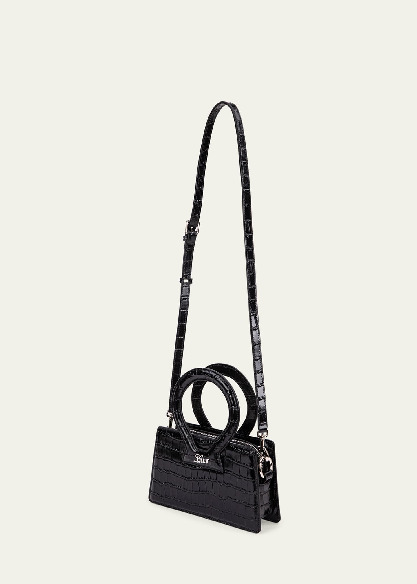 Luar Ana Small CrocEmbossed TopHandle Bag Bergdorf Goodman
