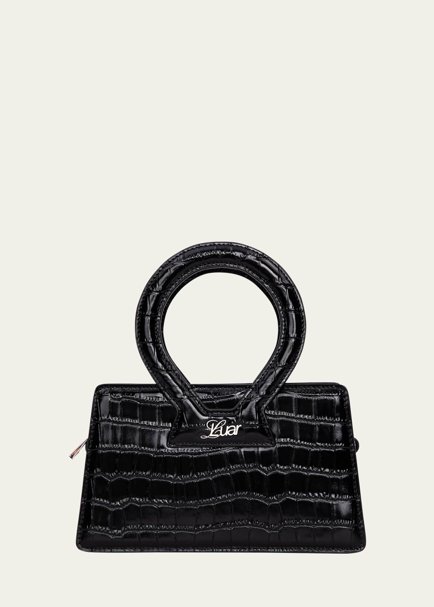 Luar Ana Small CrocEmbossed TopHandle Bag Bergdorf Goodman