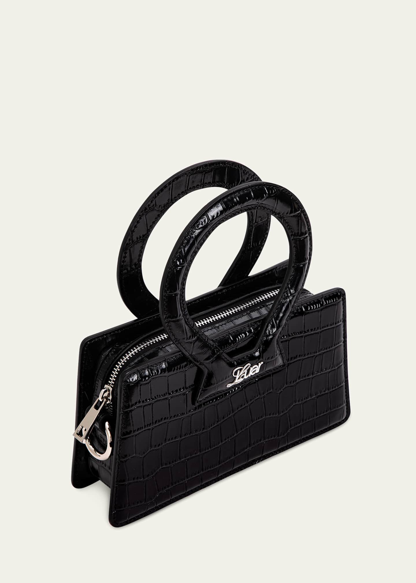 Luar Ana Small CrocEmbossed TopHandle Bag Bergdorf Goodman