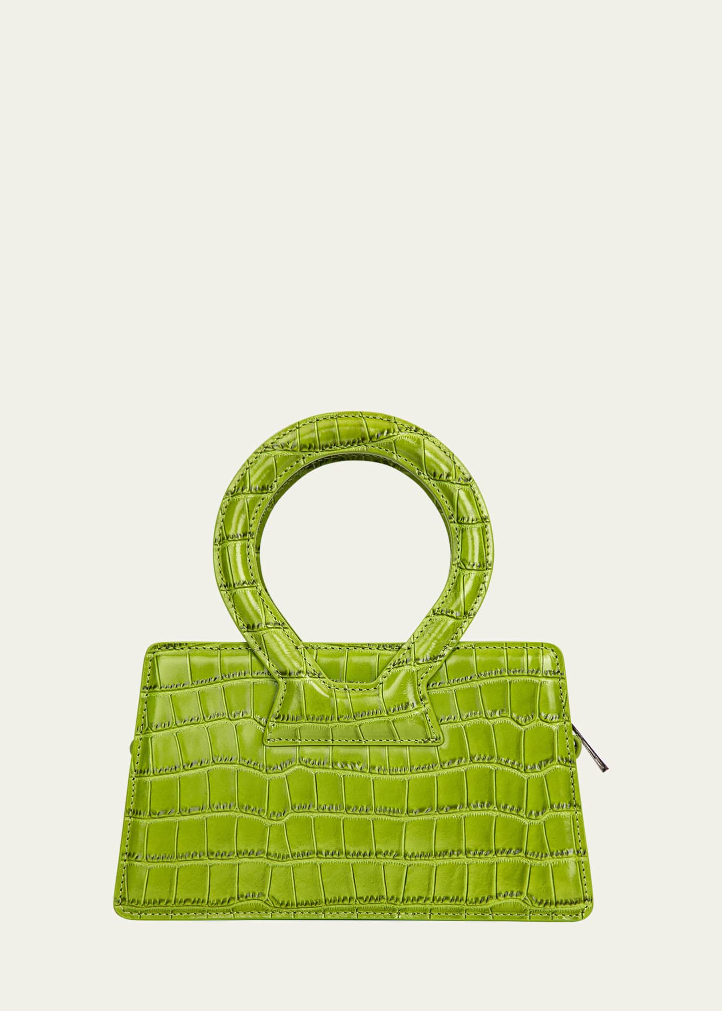 Luar Ana Small Croc-Embossed Top-Handle Bag, Pistacchio Croco, Women's, Handbags & Purses Top Handle Bags
