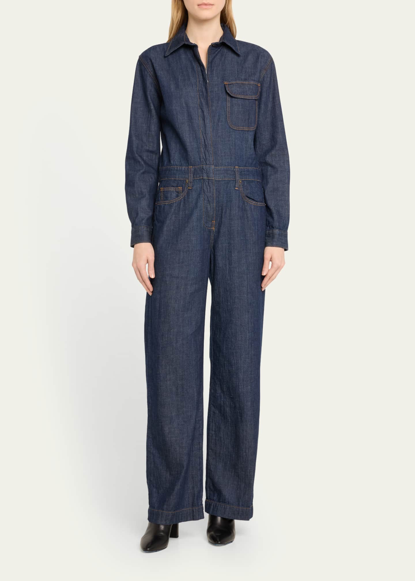Rivet Utility Boyfriend Denim Utility Jumpsuit Bergdorf Goodman