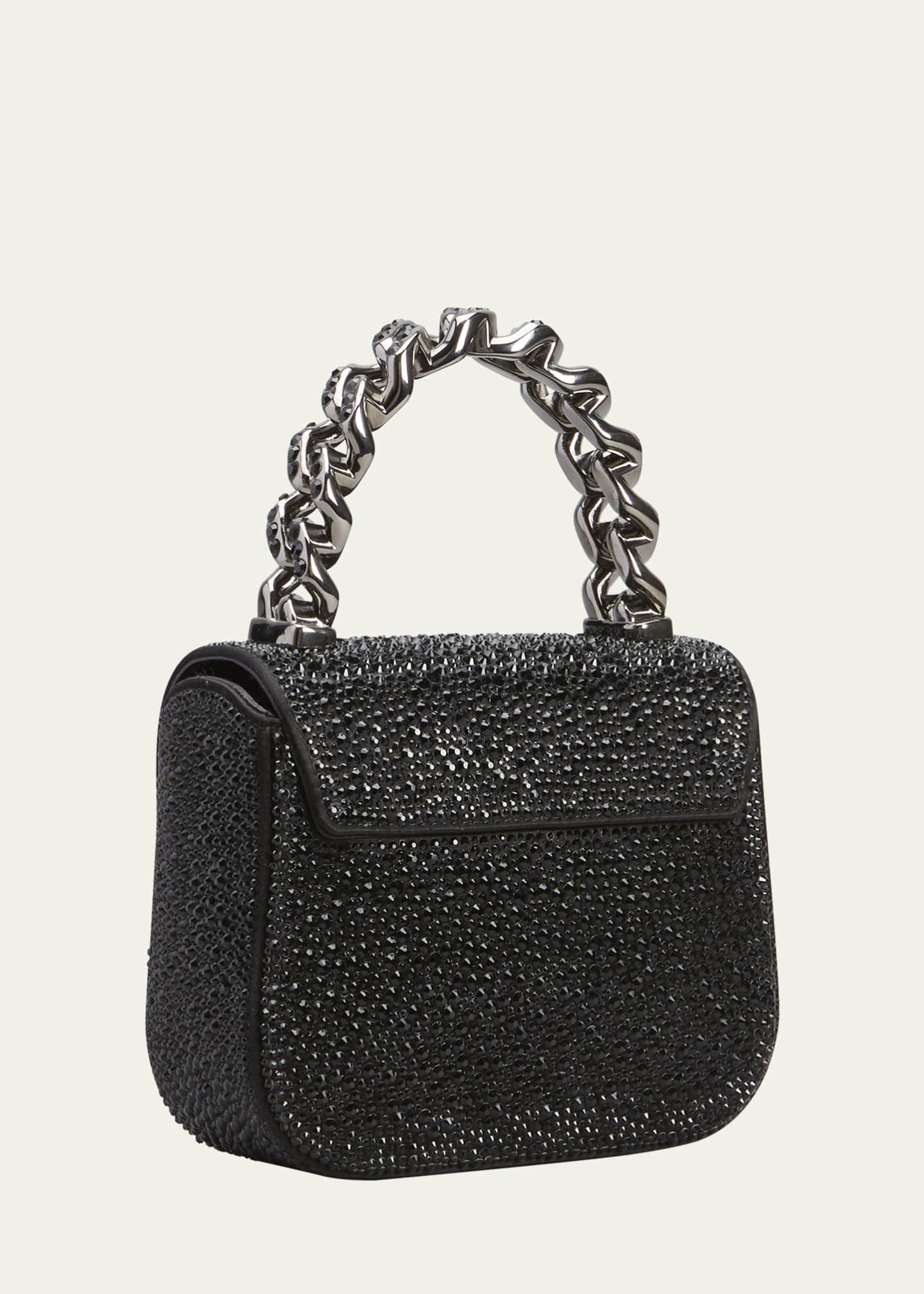 Versace La Medusa Mini Crystal Top Handle Bag 1B00E Black Ruthe