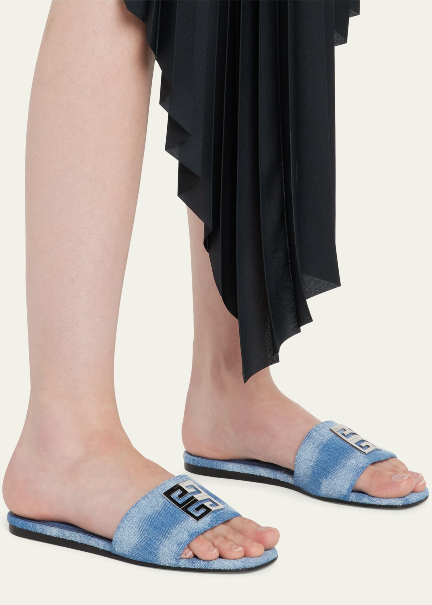 Givenchy 4G Denim Medallion Flat Sandals - Bergdorf Goodman
