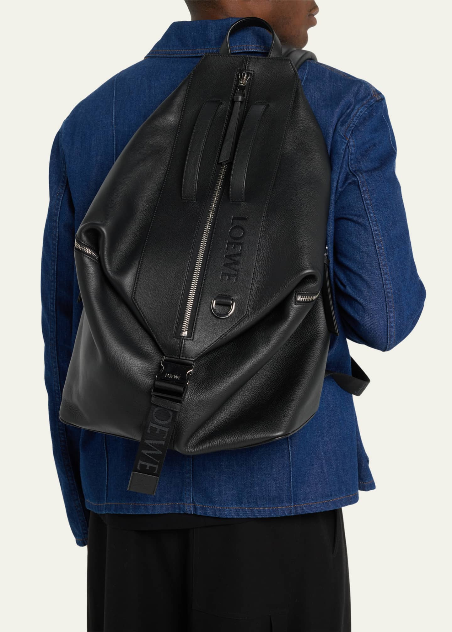 Small Convertible Backpack in Nylon and Calfskin - Loewe - Man