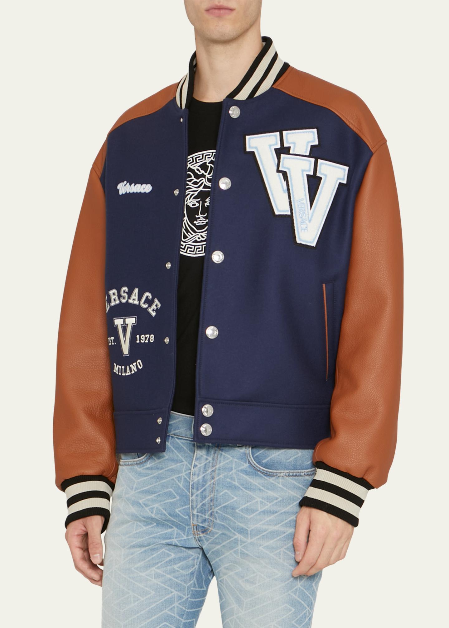 Versace Men's Logo-Patch Varsity Jacket - Bergdorf Goodman
