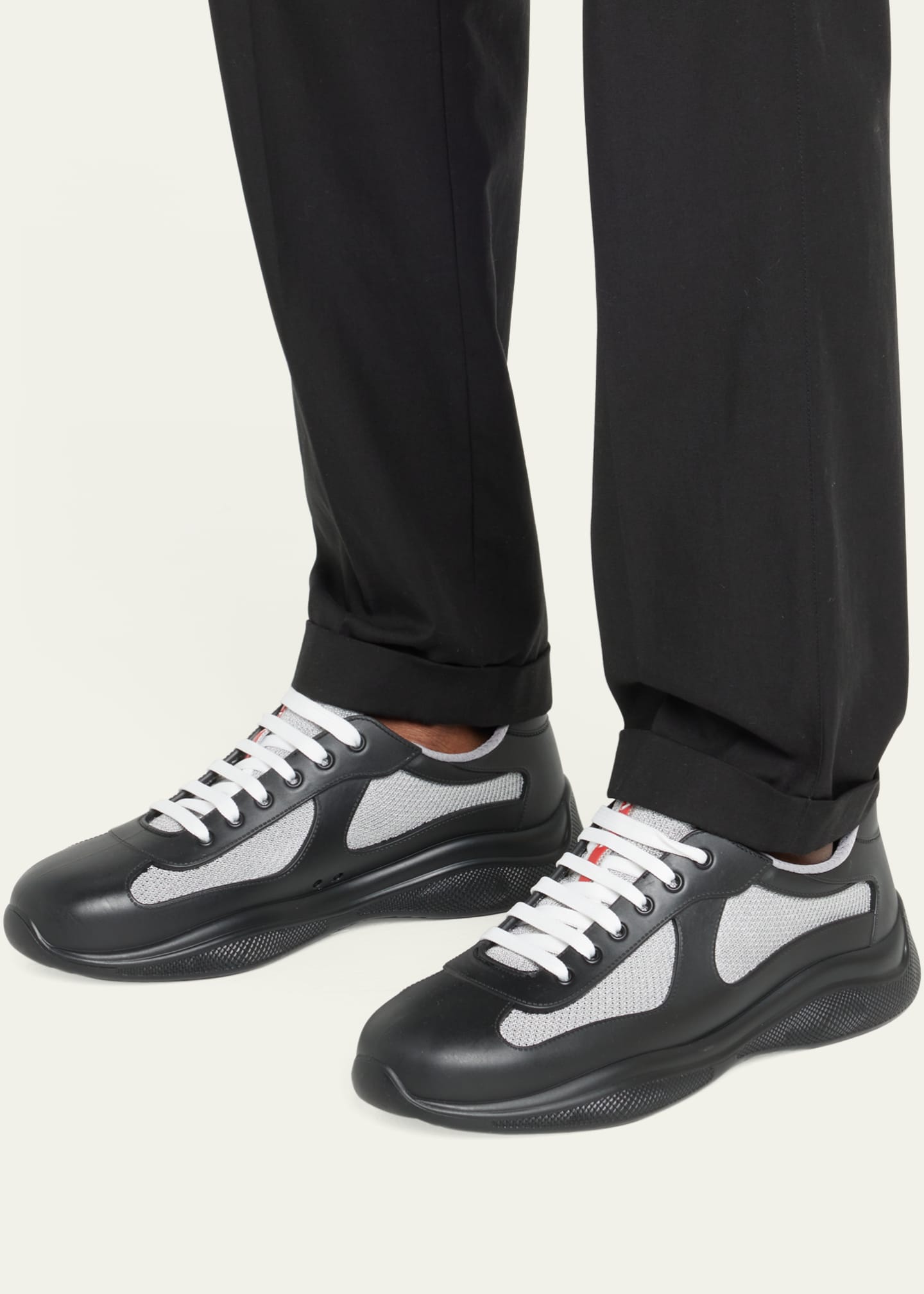Prada Men's Americas Cup Rubber Trainer Sneakers Image 3 of 8
