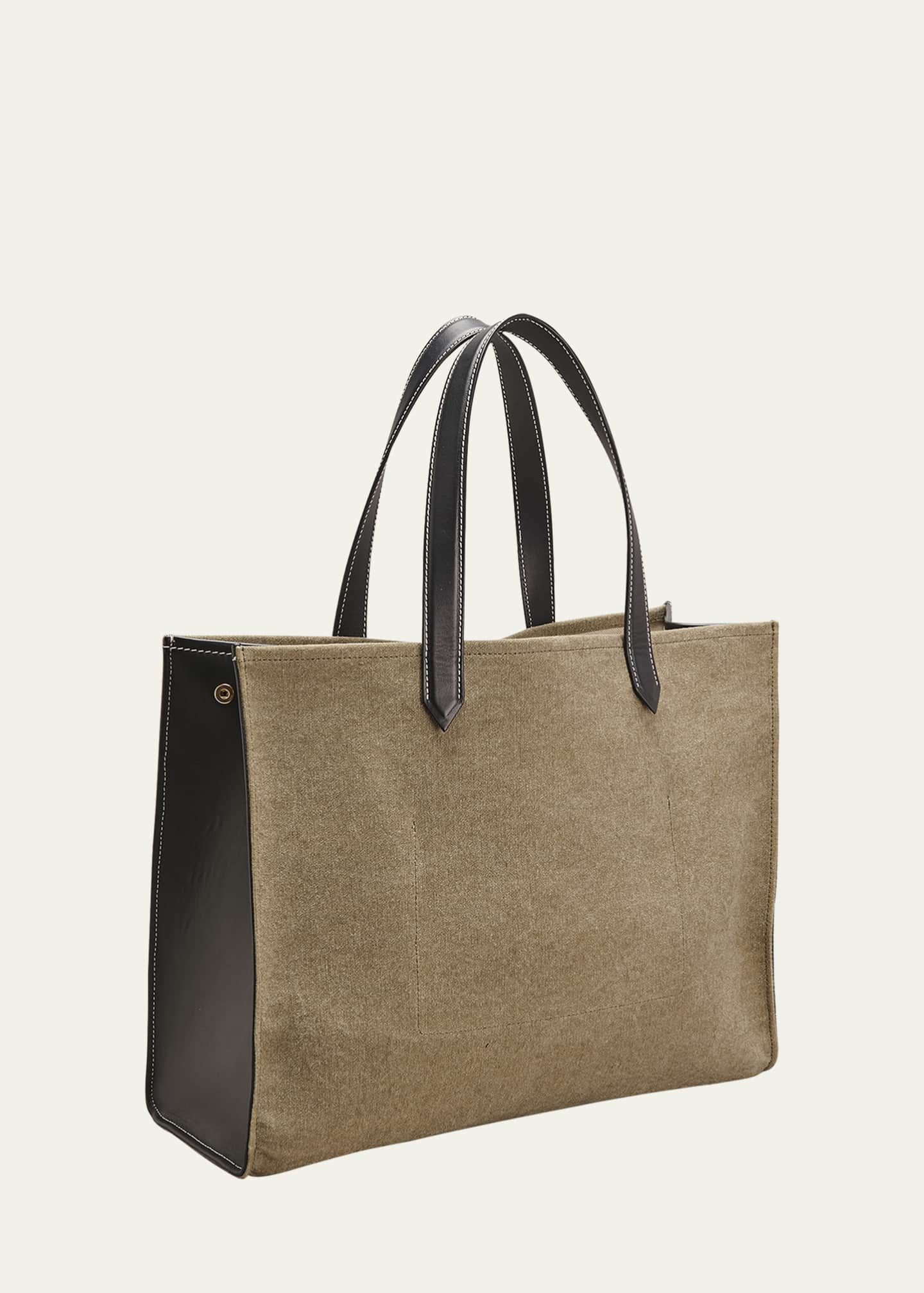 Balmain B Army Medium Shopper Tote Bag in Canvas with Leather Handles Image 3 of 5
