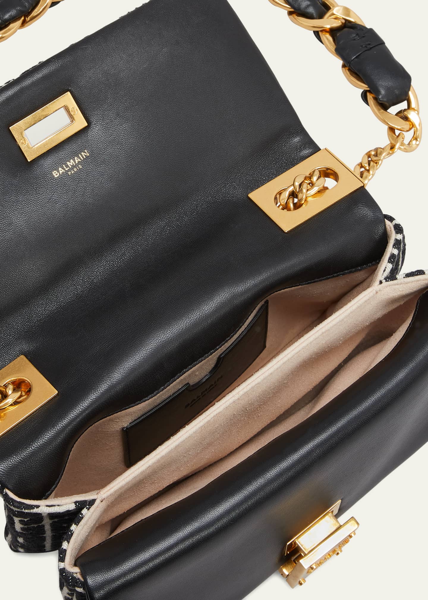 Balmain 1945 Soft Small Shoulder Bag in Monogram Jacquard Image 4 of 5