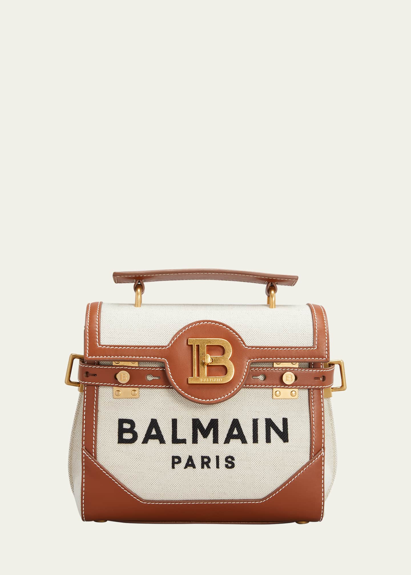 Balmain BBuzz 22 Top-Handle Bag in Canvas and Leather - Bergdorf Goodman