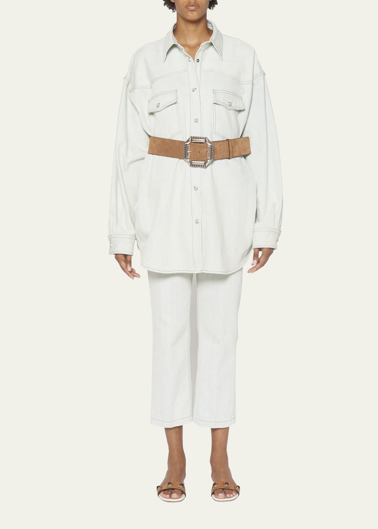 Etro Oversized Denim Button Down Shirt Bergdorf Goodman