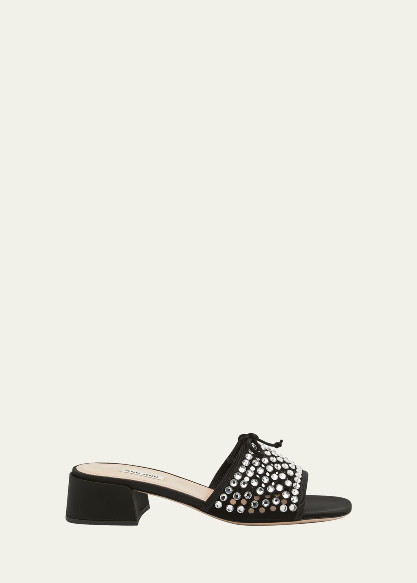 Miu Miu Ciabatte Strass Perforated Block-Heel Slide Sandals - Bergdorf ...