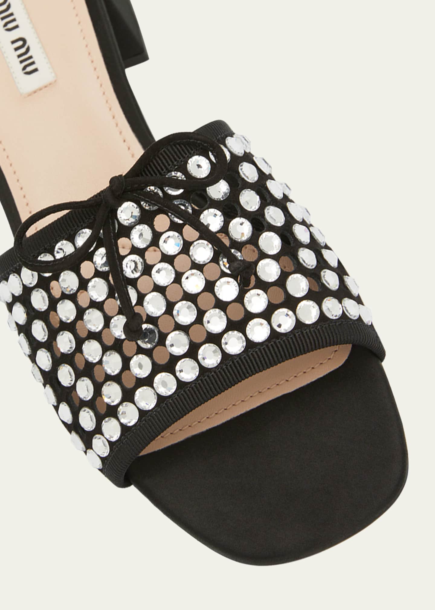 Miu Miu Ciabatte Strass Perforated BlockHeel Slide Sandals Bergdorf