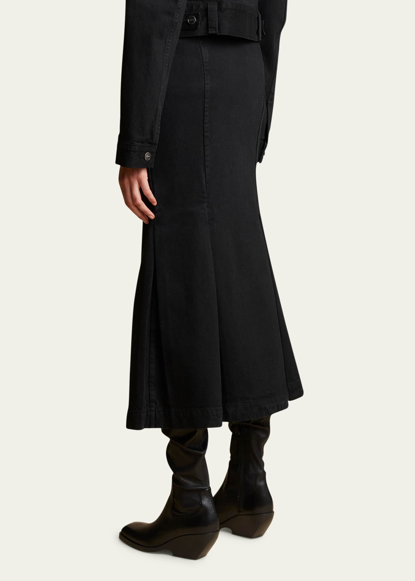 Khaite Levine Pintuck Trumpet Denim Skirt Bergdorf Goodman