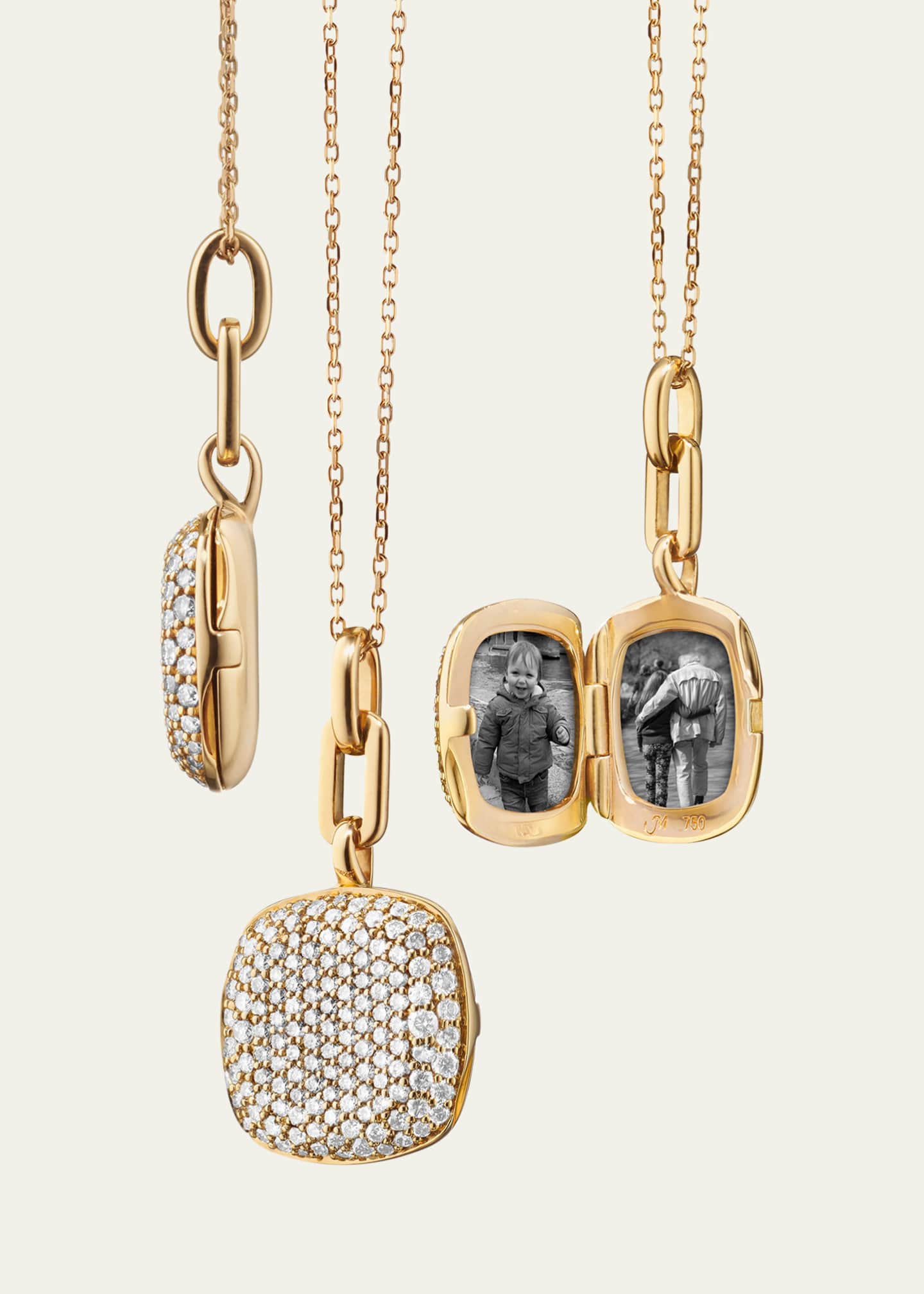 Monica Rich Kosann Rae 18K Yellow Gold Slim Diamond Locket Necklace Image 2 of 2