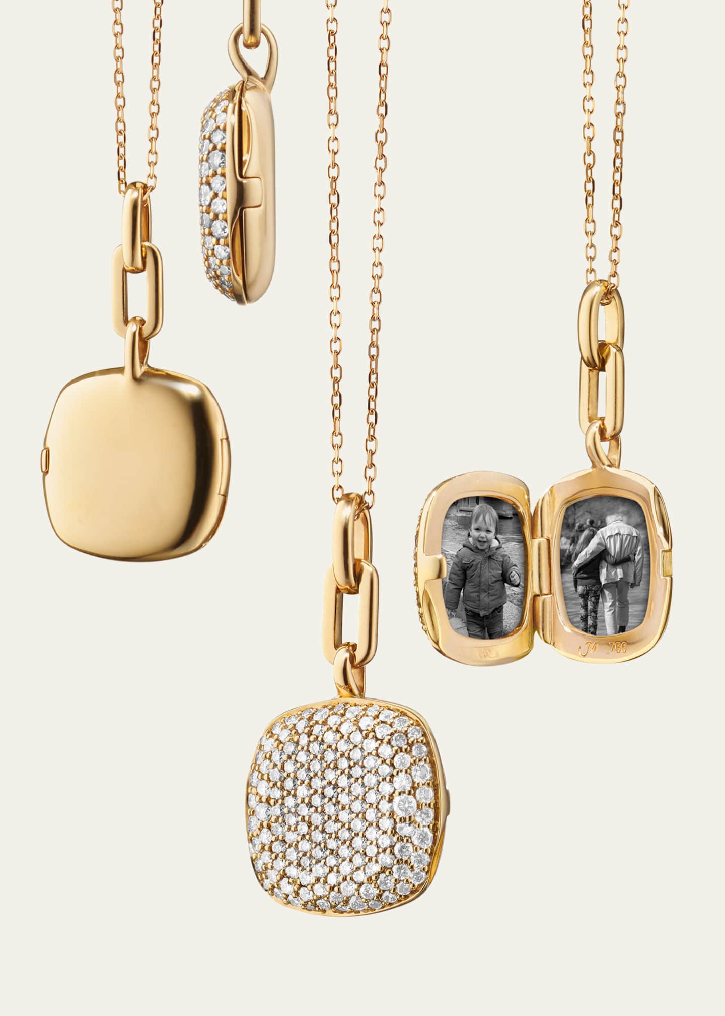 Monica Rich Kosann Rae 18K Yellow Gold Slim Diamond Locket Necklace Image 1 of 2