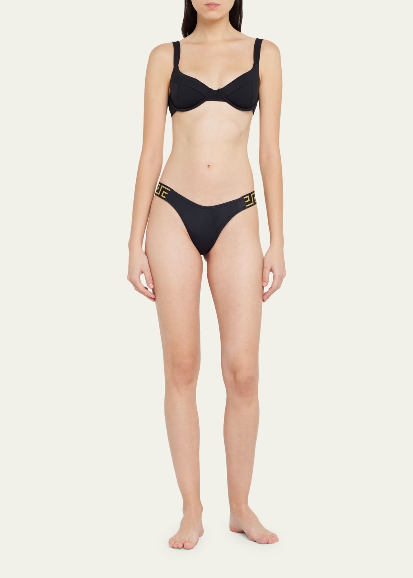 Versace Greca Detail Bikini Bottoms in Natural