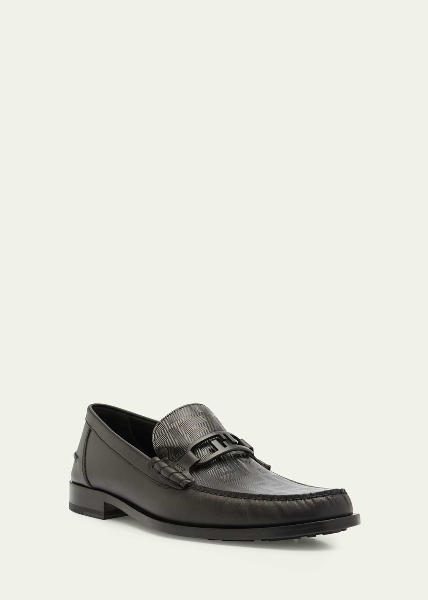 Fendi Men's Tonal FF-Monogram Leather Loafers Image 3 of 5