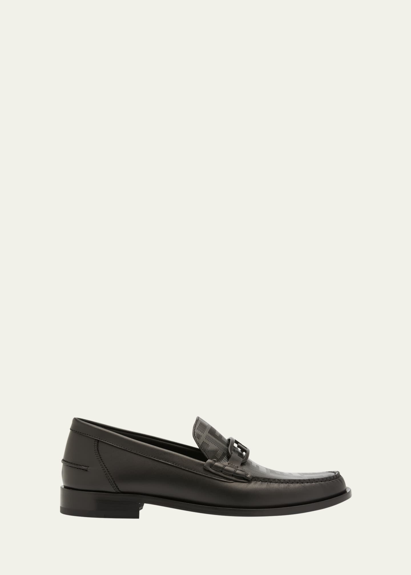 Fendi Men's Tonal FF-Monogram Leather Loafers Image 1 of 5