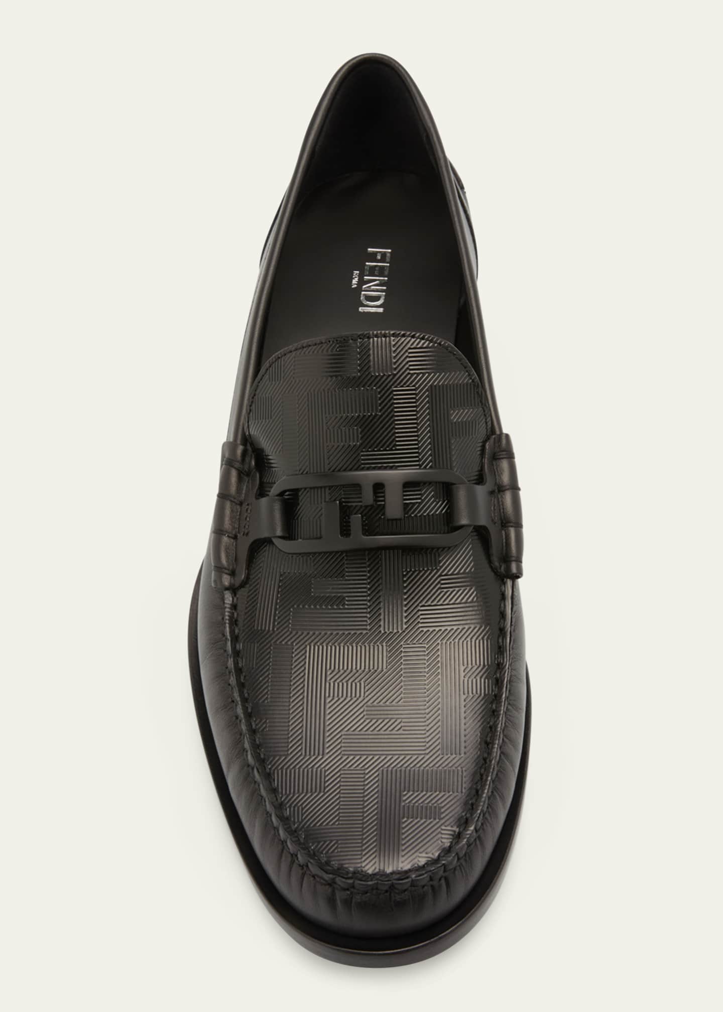 Fendi Men's Tonal FF-Monogram Leather Loafers Image 5 of 5