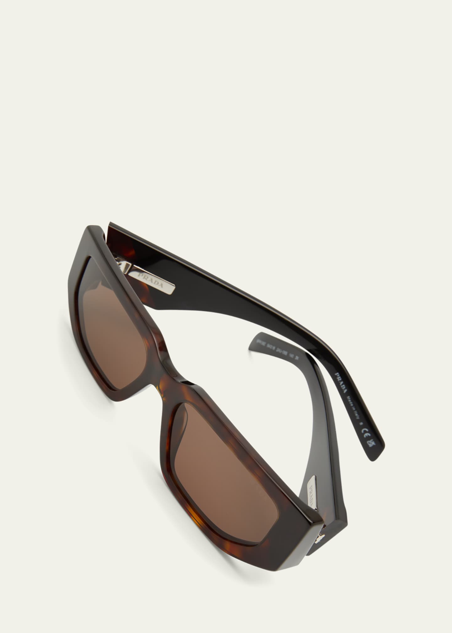 PRADA ブラウン オクタゴナル サングラス Prada Men's Triangle Logo Bicolor Rectangle Sunglasses - Bergdorf