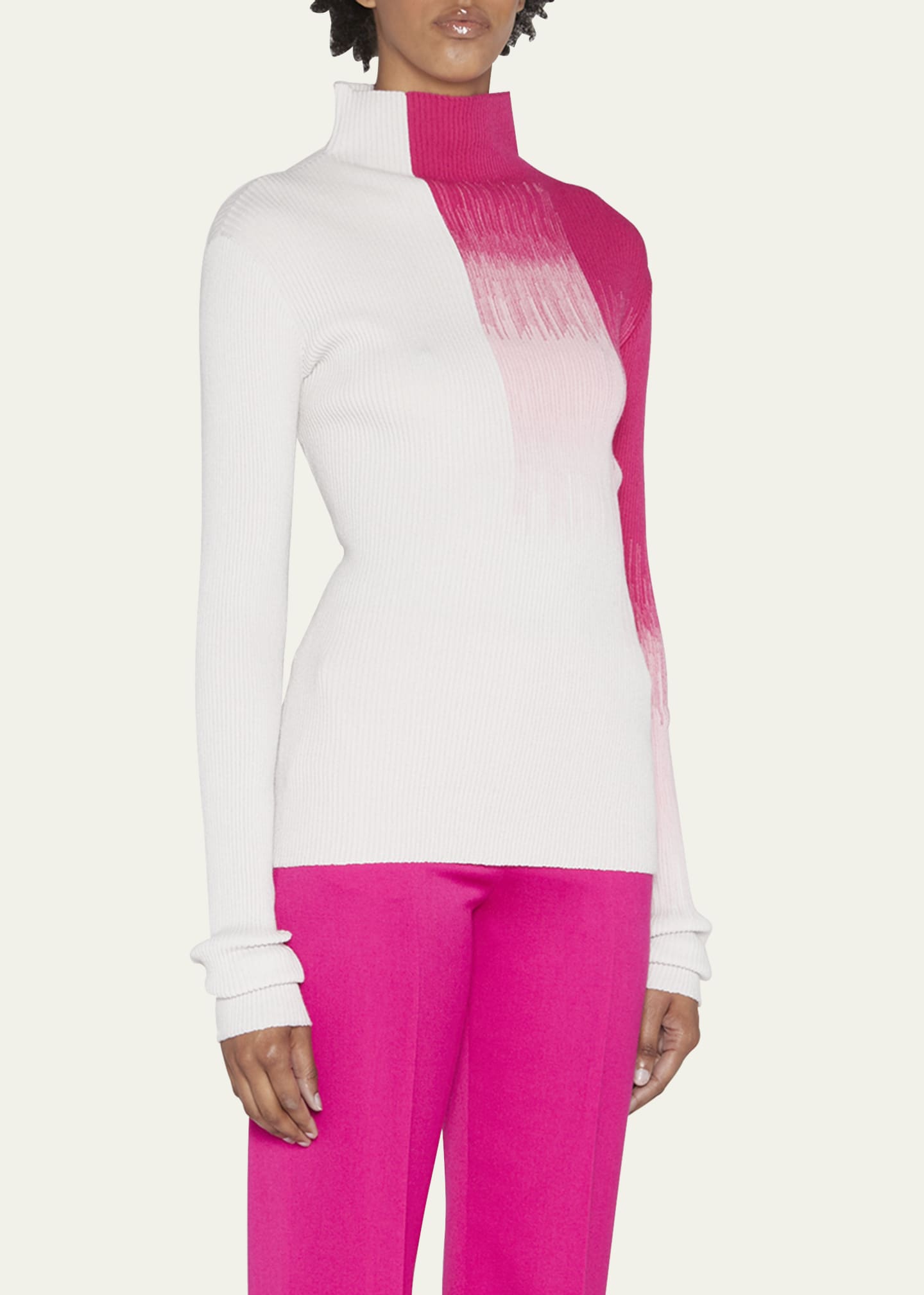 Women's Ombre Turtleneck Loose Fit Jumper