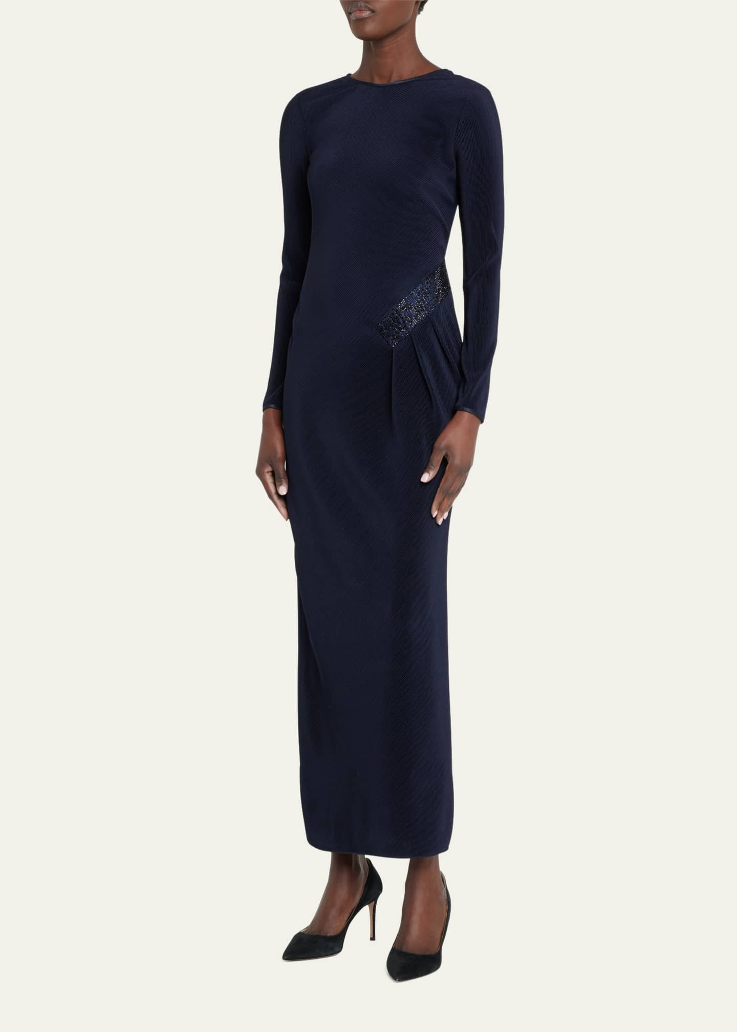 Giorgio Armani Jersey Dress w/ Beaded Hip Detail - Bergdorf Goodman