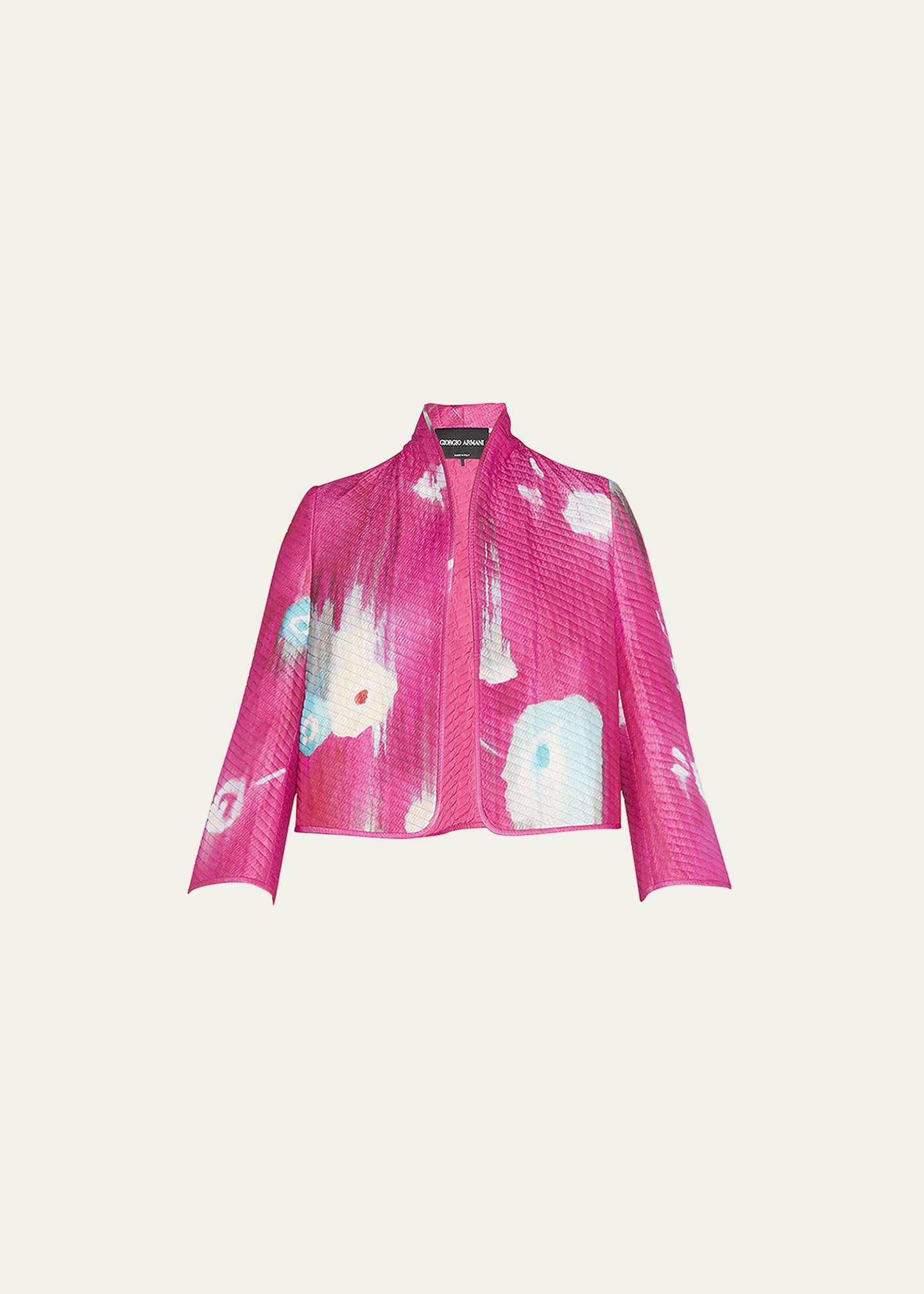 Giorgio Armani Silk Quilted Jacket w/ Floral Print - Bergdorf Goodman
