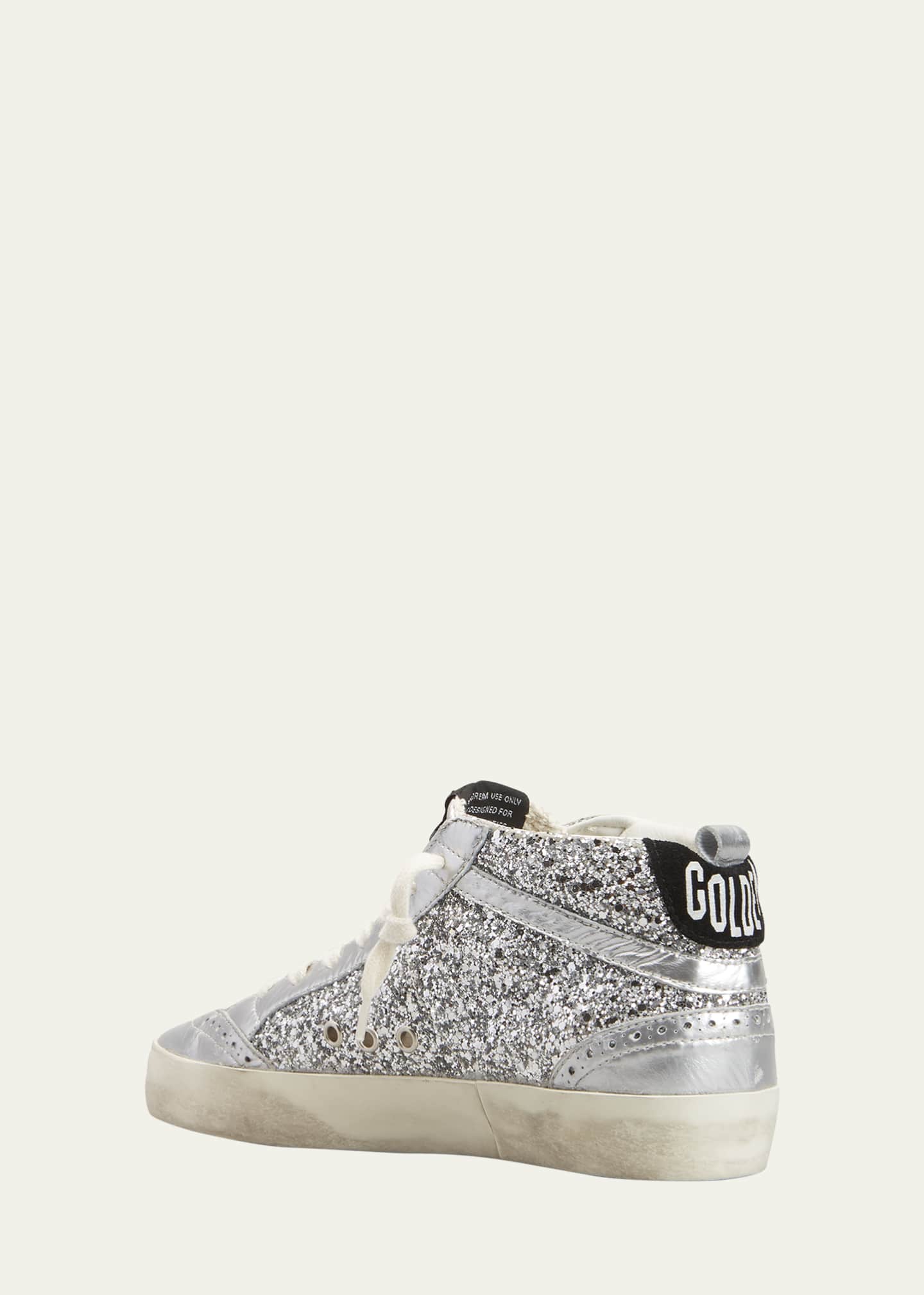 Golden Goose Mid Star Glitter Wing-Tip Sneakers Image 4 of 5
