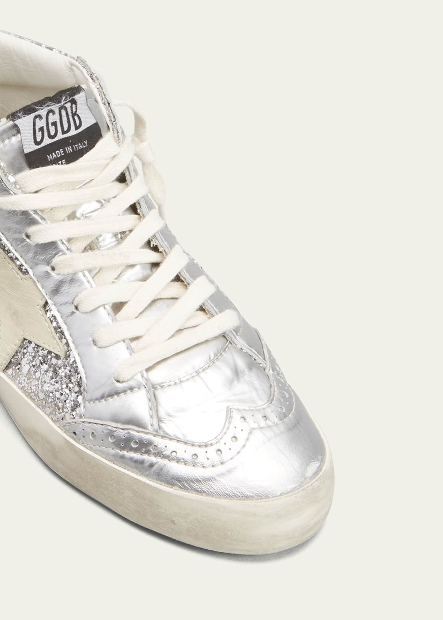 Golden Goose Mid Star Glitter Wing-Tip Sneakers Image 5 of 5