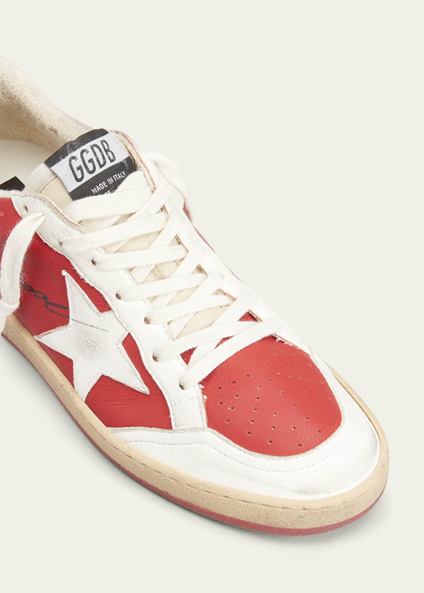 Golden Goose Ballstar Bicolor Script Low-Top Sneakers Image 5 of 5