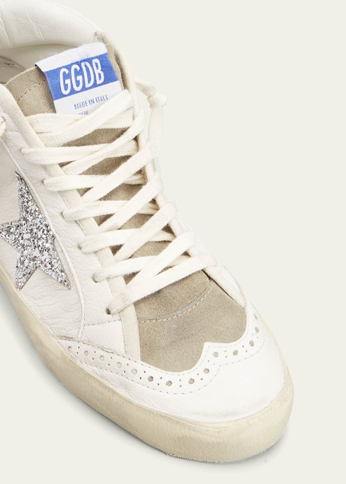Golden Goose Mid Star Leather Glitter Wing-Tip Sneakers Image 5 of 5