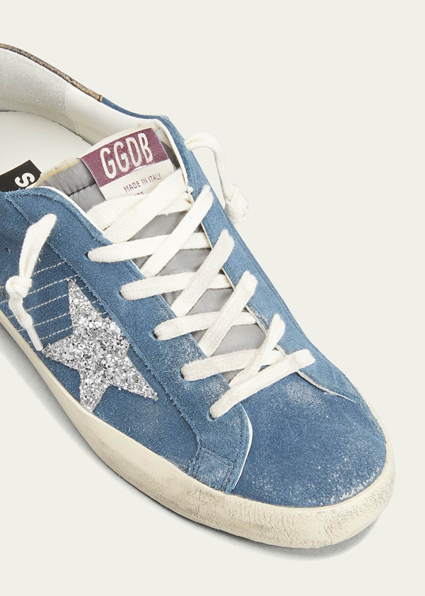 Golden Goose Superstar Suede Glitter Low-Top Sneakers - Bergdorf Goodman