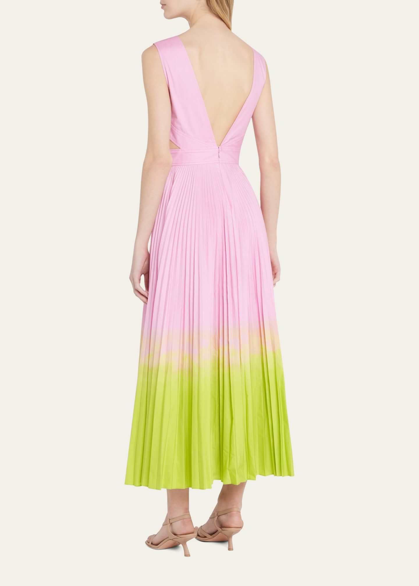 Brandon Maxwell Dip-Dye X Front Dress with Pleated Skirt - Bergdorf Goodman