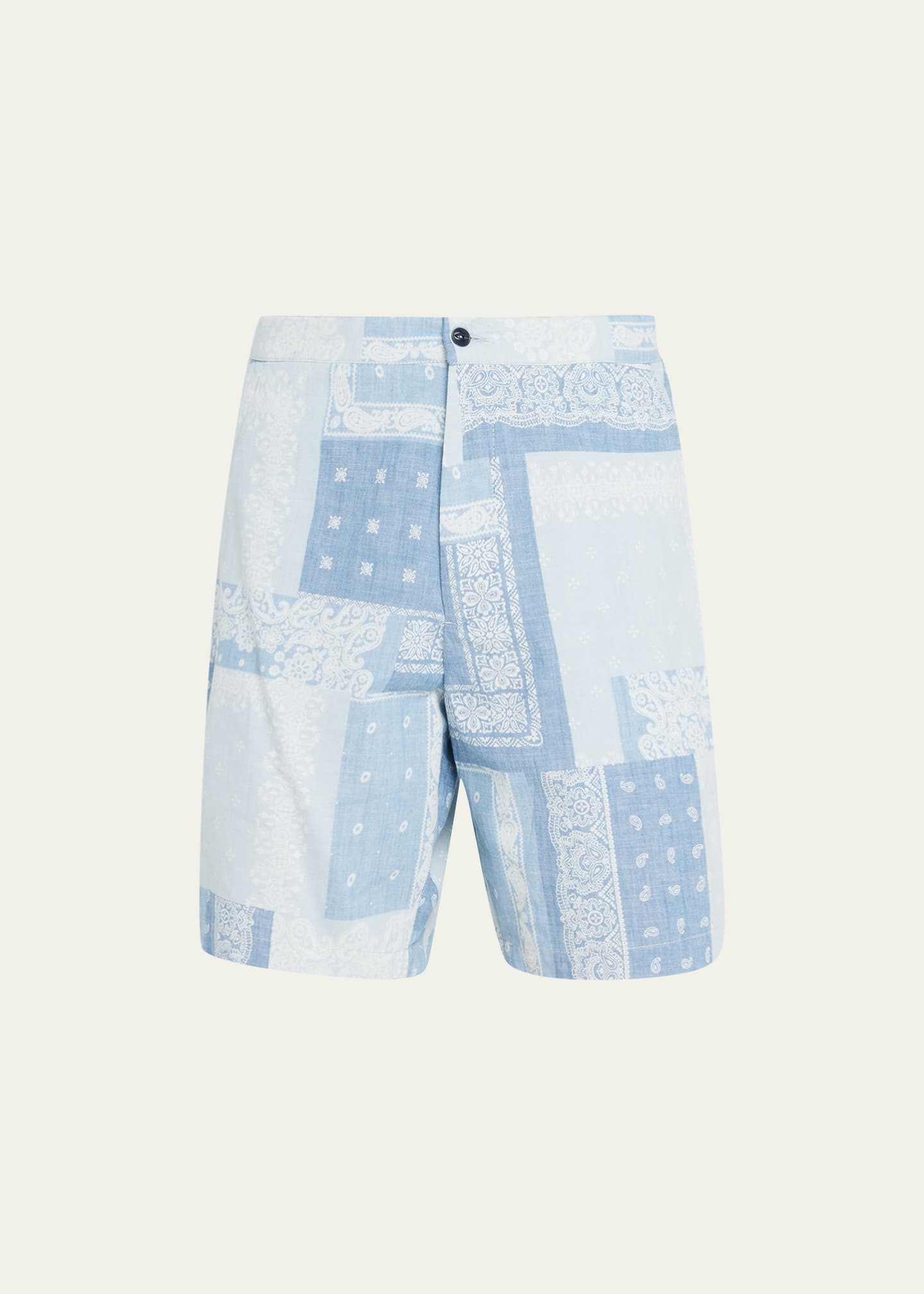 Officine Generale Men's Pierce Bleached Bandana Patchwork Shorts
