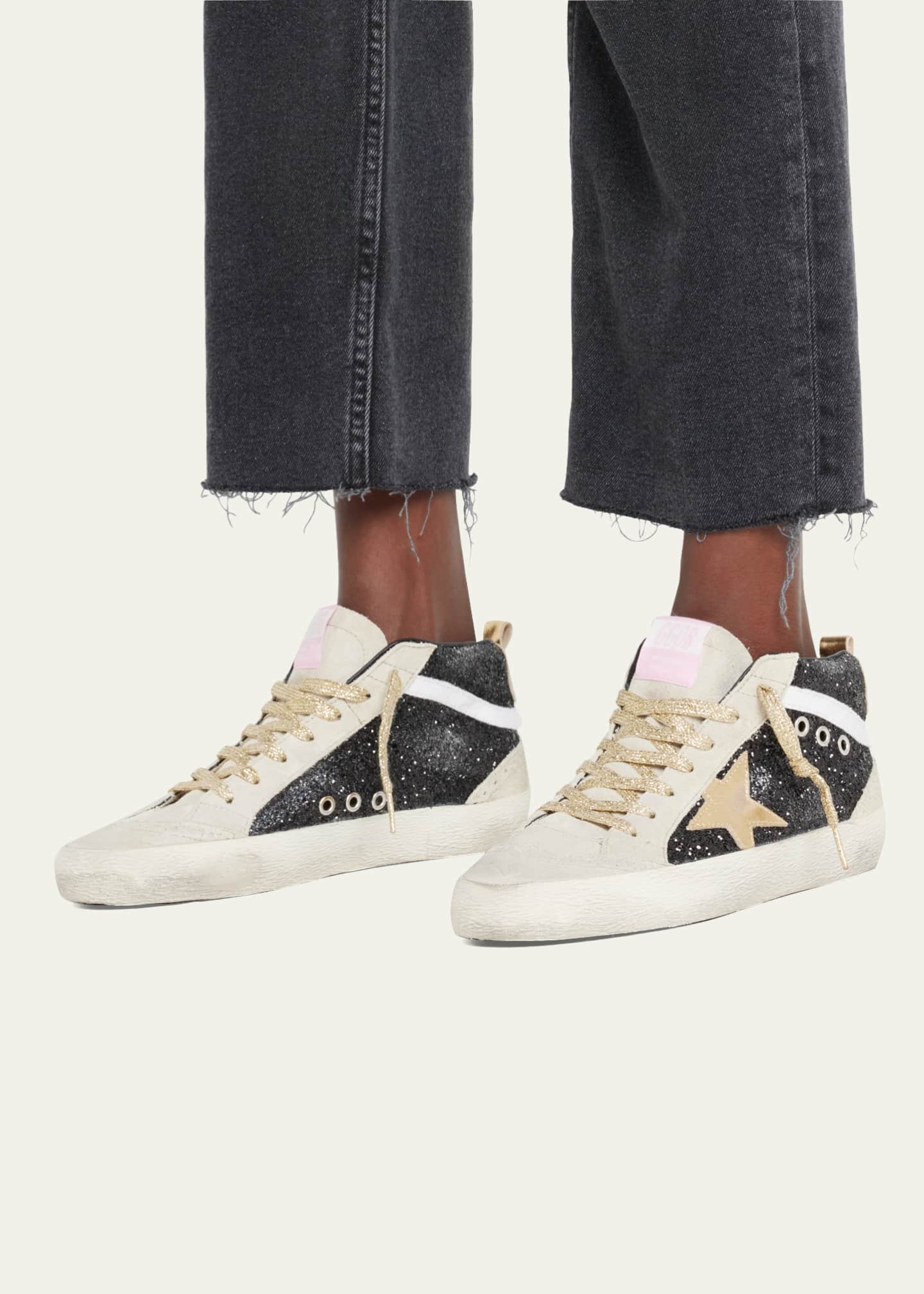 Golden Goose Mid Star Glitter WingTip Sneakers Bergdorf Goodman